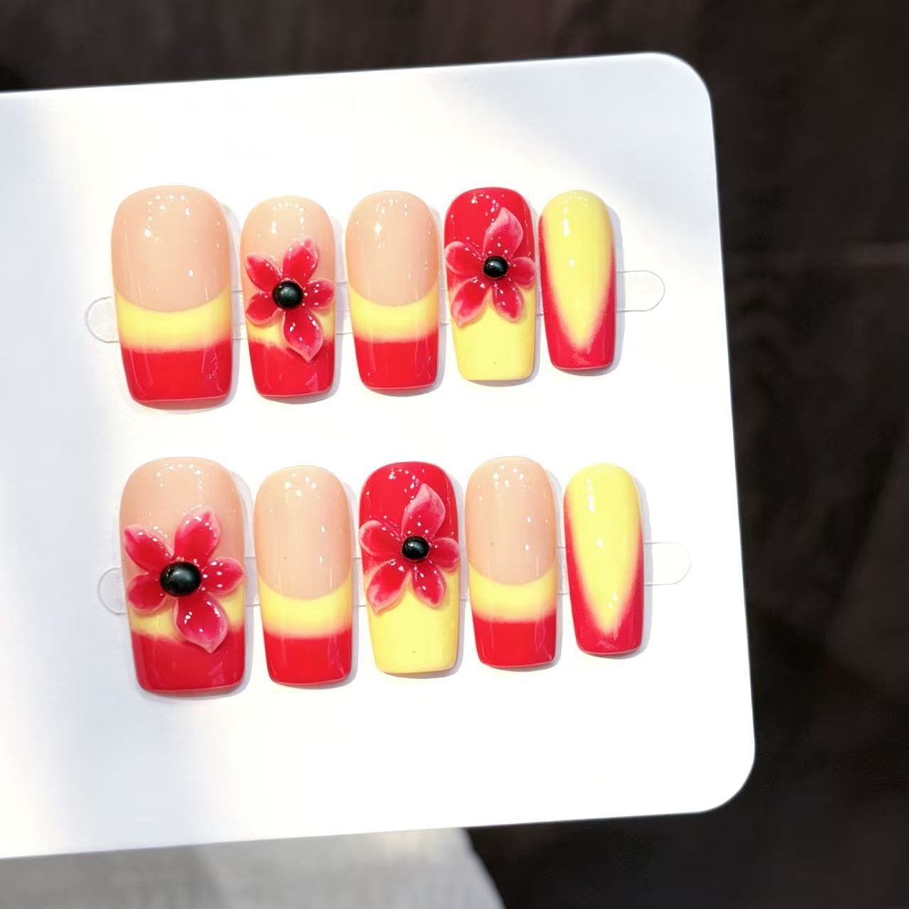 Resin Art Flower - 10pcs Handmade Summer Day False Nails