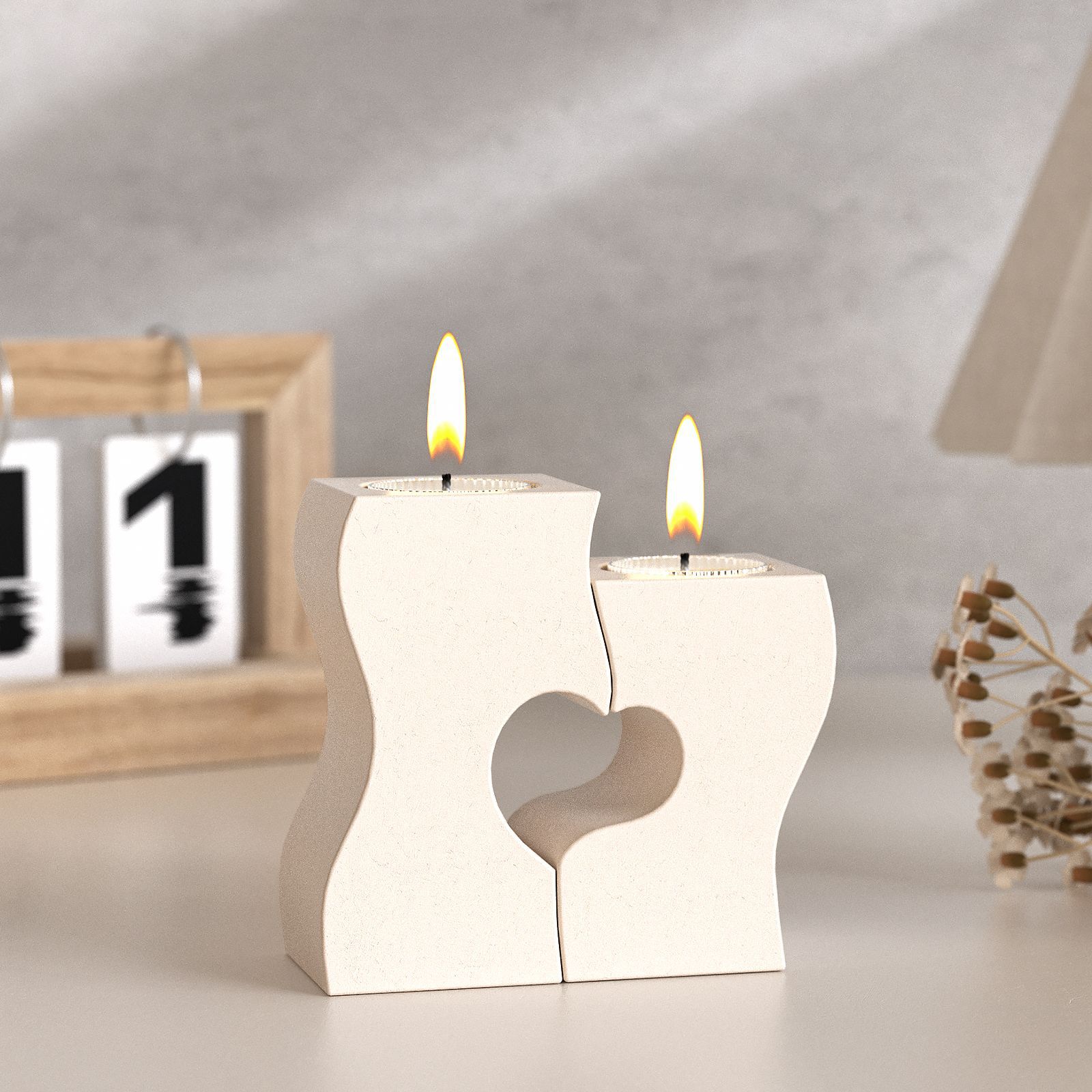 Resin Art Heart - S Heart Candlestick Silicone Molds DIY