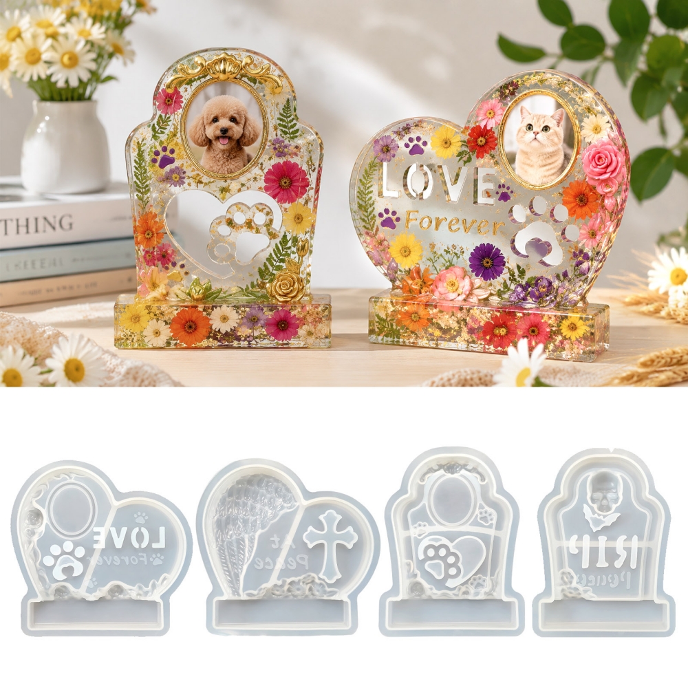Resin Art Heart - S0304 Heart-Shaped Tombstone Memorial Picture Frame