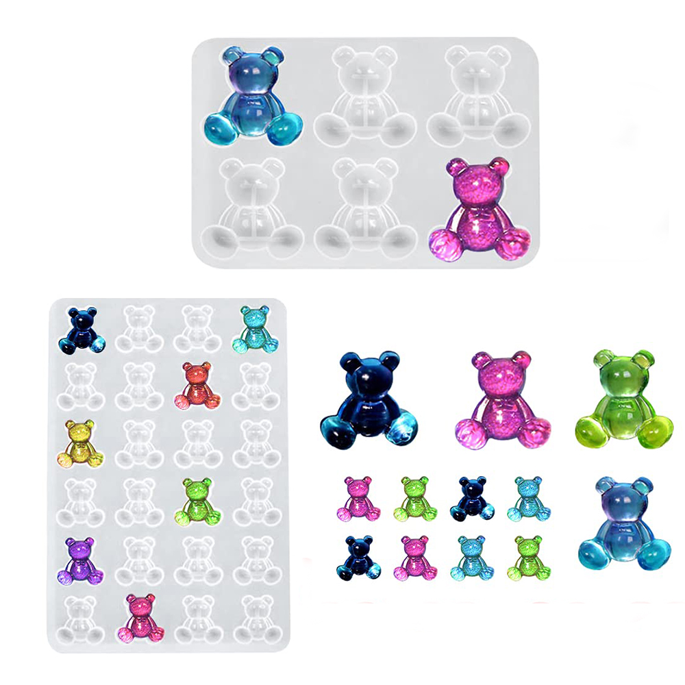Resin Art Kit For Beginners - Crystal Bear Resin Silicone Molds Small