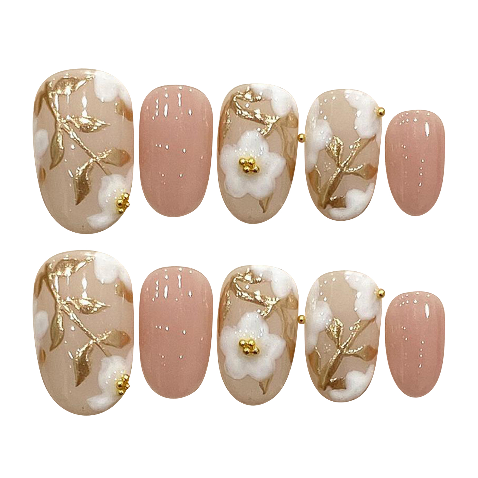 Handmade Press on Nails with W - Resin Art Flower recension och pris