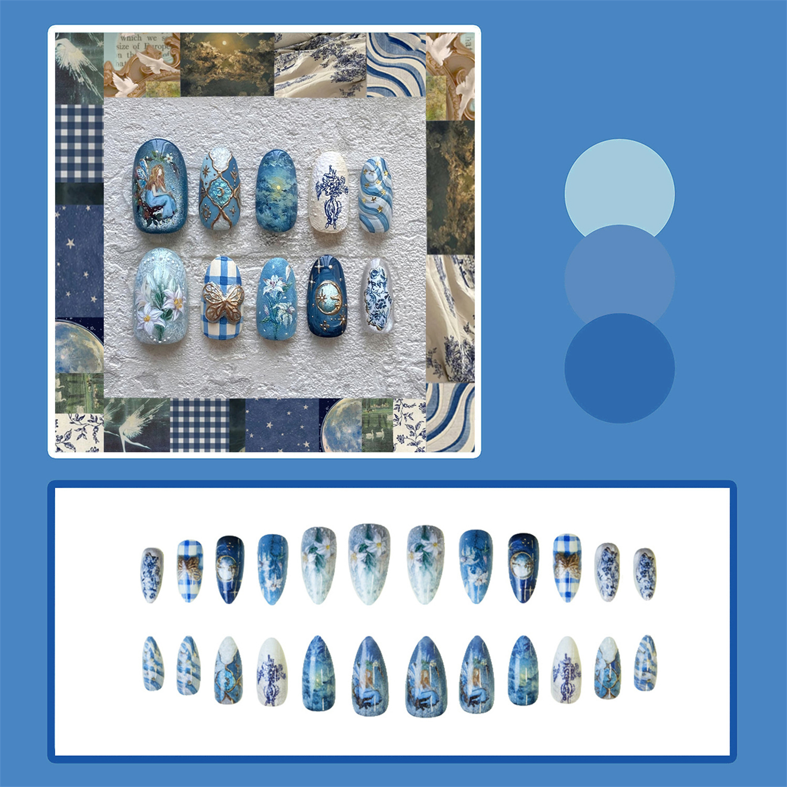24pcs Vintage Garden Fake Nail - Resin Art Flower recension och pris