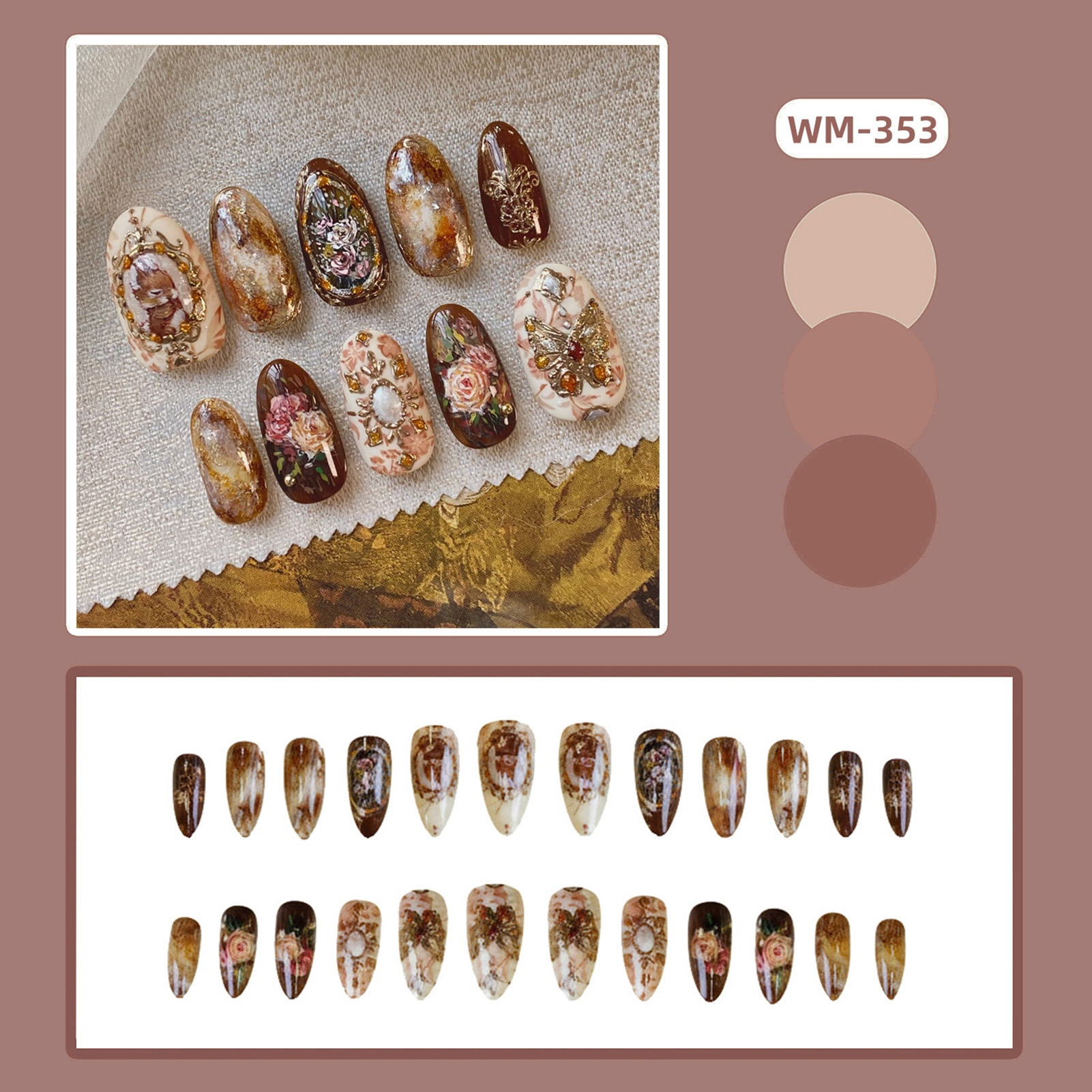 24pcs Vintage Garden Fake Nail - Resin Art Flower recension och pris