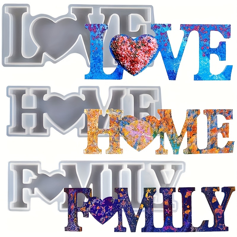 3Pcs Heart Slogan Silicone Res - Resin Art Heart recension och pris