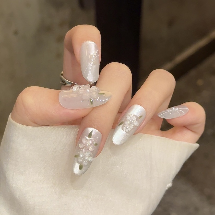 10pcs Glitter Sliver Press On  - Resin Art Flower recension och pris