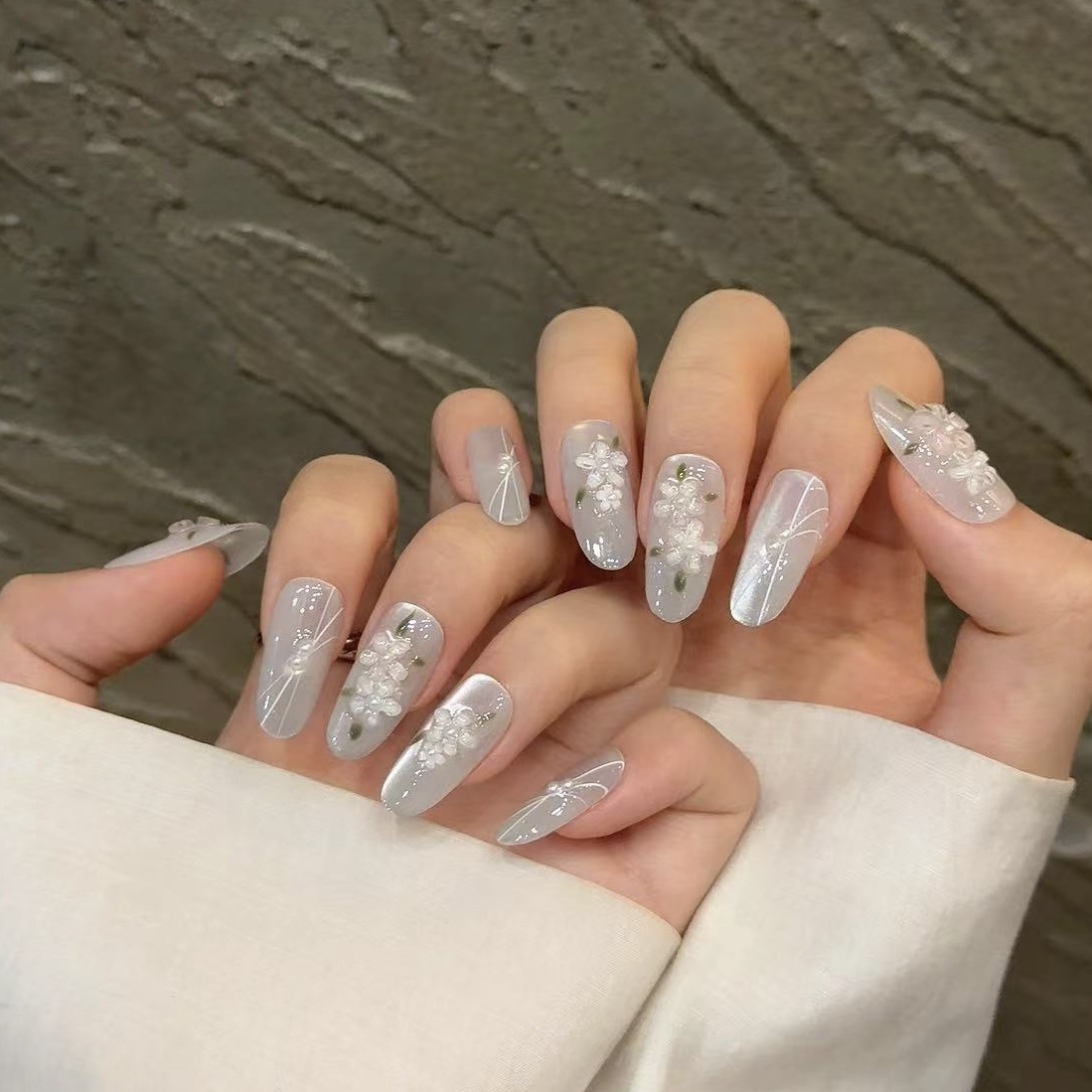 10pcs Glitter Sliver Press On  - Resin Art Flower recension och pris