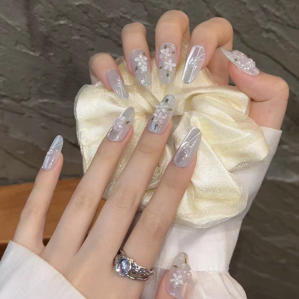 10pcs Glitter Sliver Press On  - Resin Art Flower recension och pris
