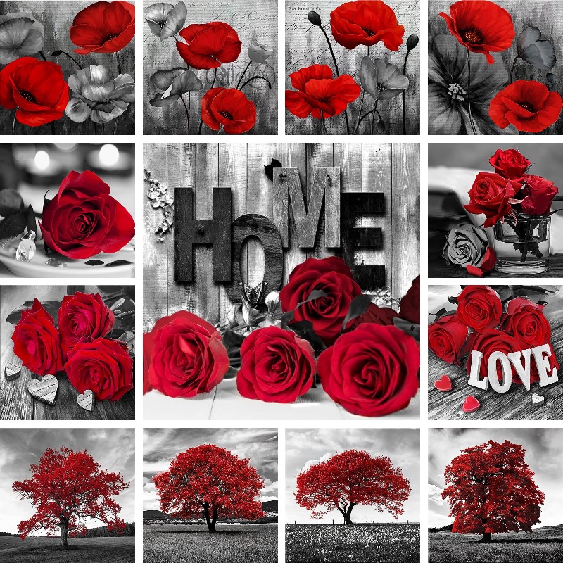 Mosaic Diamond Red Black Art L - Resin Art For Rose recension och pris