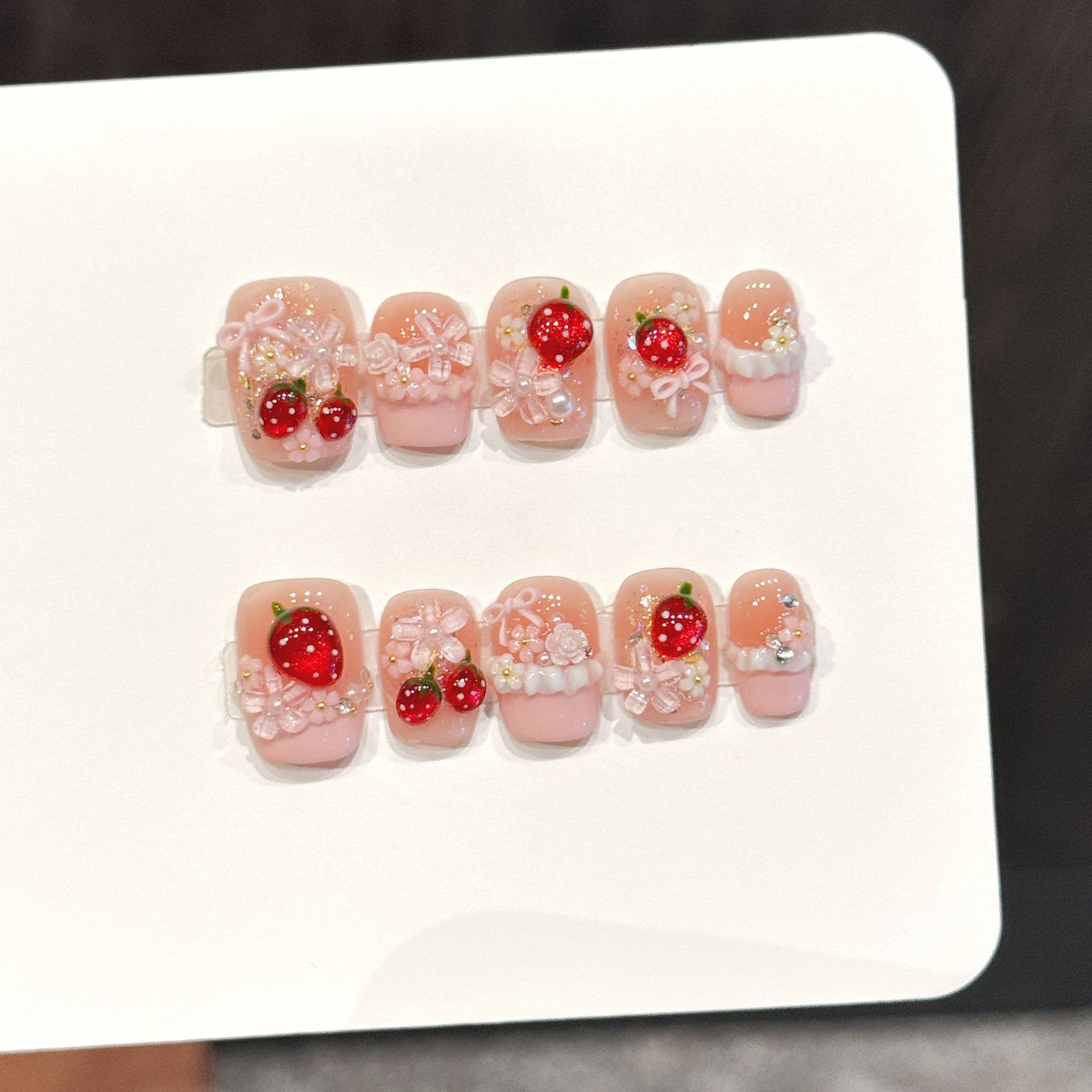 10pcs Cute Red Strawberry Pres - Resin Art Flower recension och pris