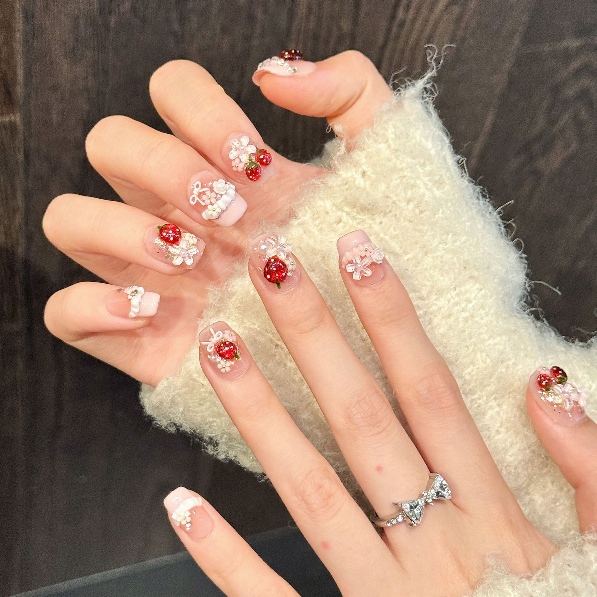 10pcs Cute Red Strawberry Pres - Resin Art Flower recension och pris
