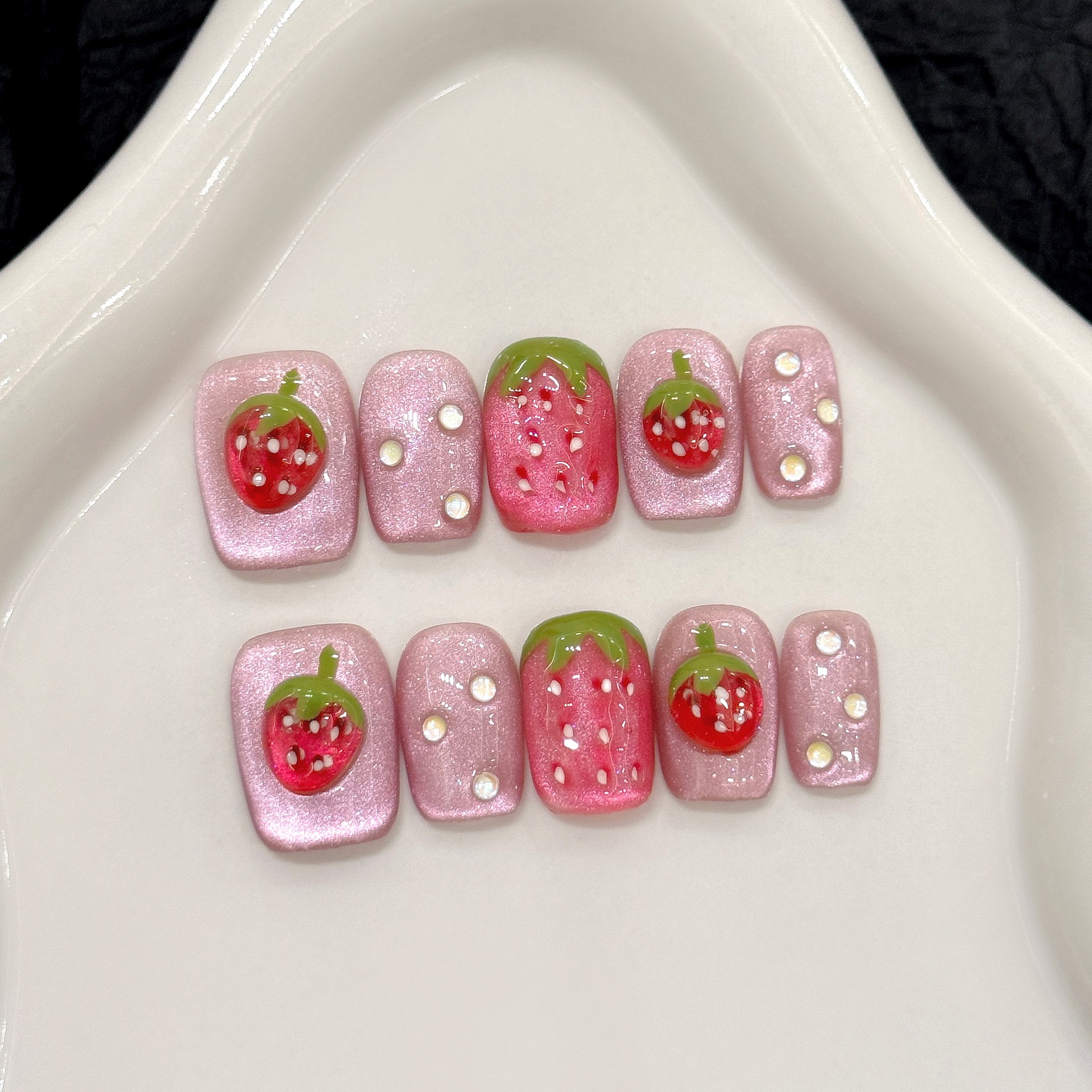 10pcs Cute Red Strawberry Pres - Resin Art Flower recension och pris