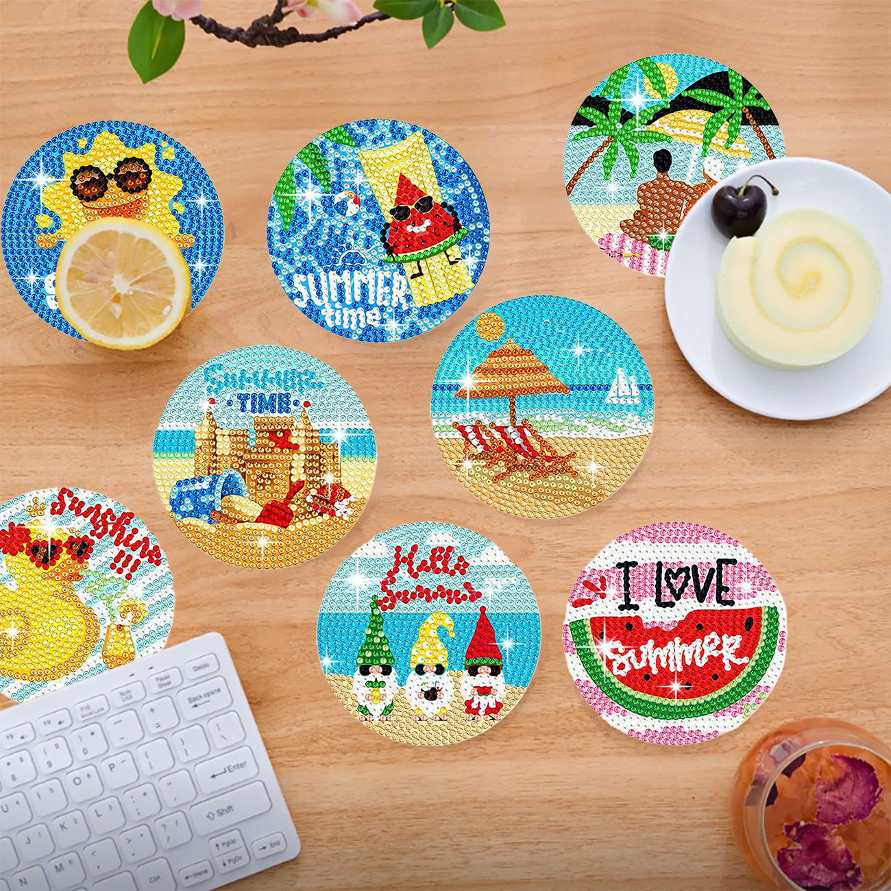 8PCS Summer Beach Diamond Pain - Resin Art For Beginner recension och pris