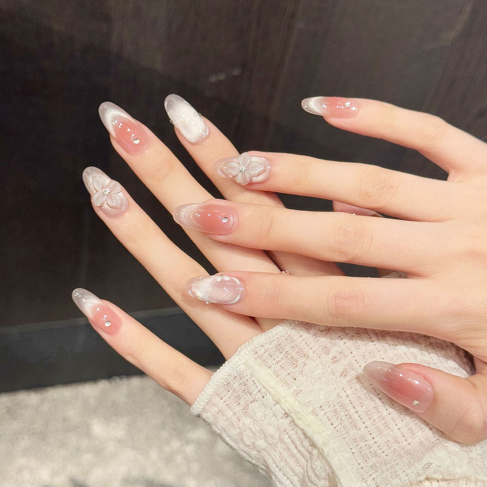 10pcs Handmade Press On Nails  - Resin Art Flower recension och pris