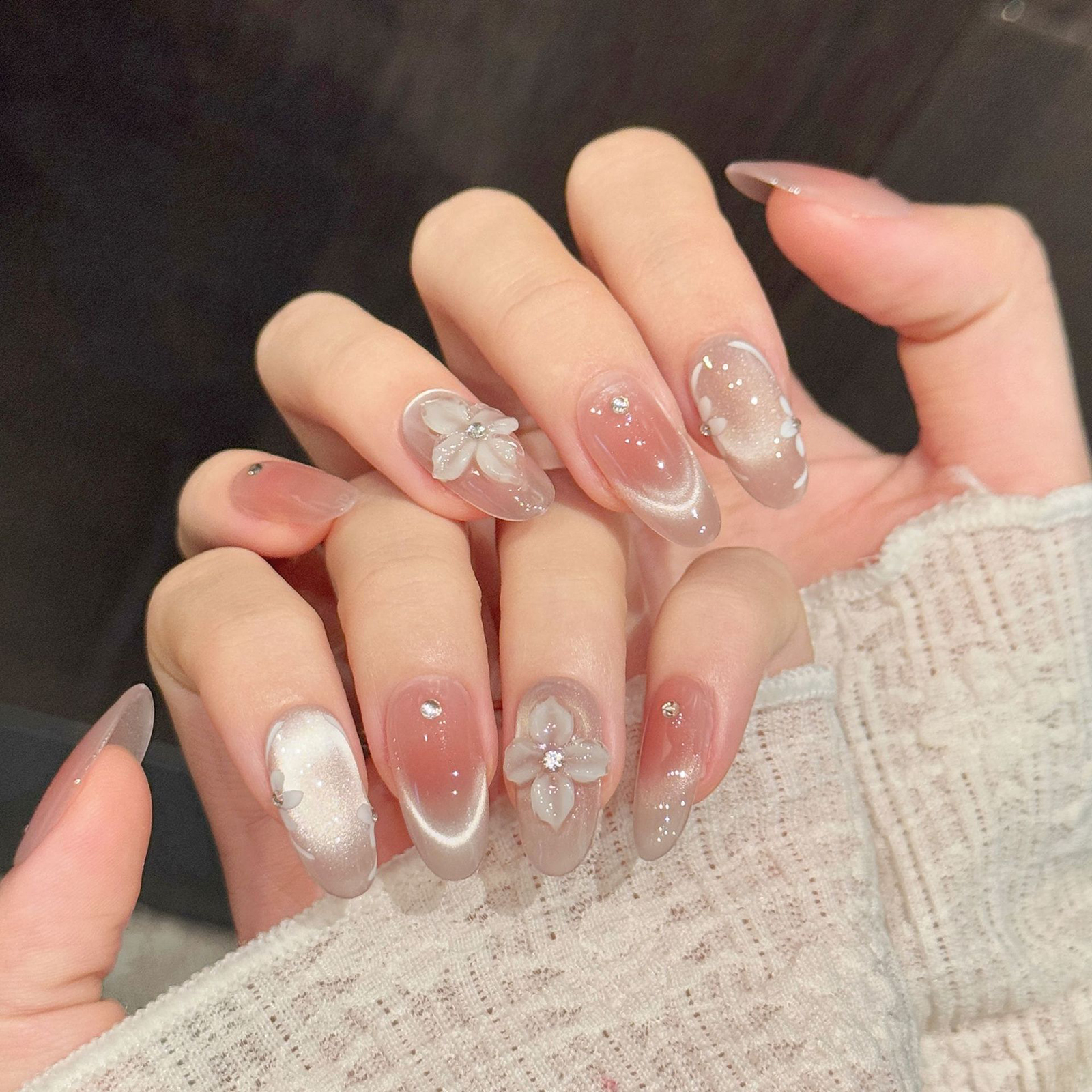 10pcs Handmade Press On Nails  - Resin Art Flower recension och pris